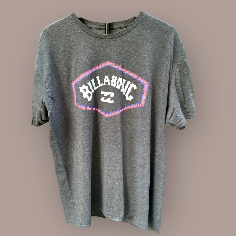 Billabong Gray Tee with Pink Logo
